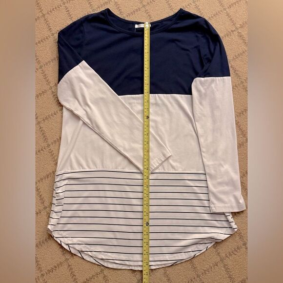 Sherosa Navy and white long sleeved tunic boho with lace detail M - Picture 3 of 11